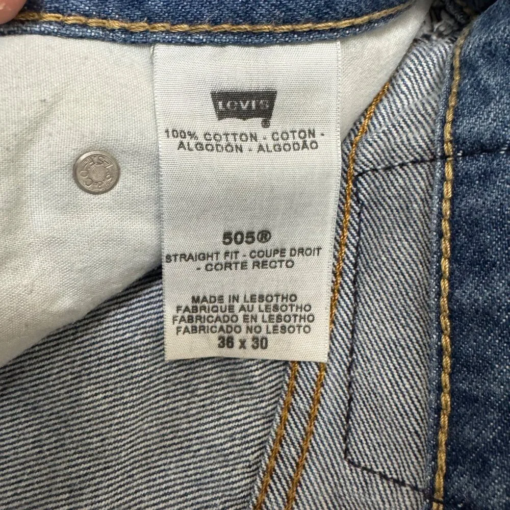 Vintage Levi's 505 Jeans Men's 36x30 Medium Wash Relaxed Fit Stretch Denim
